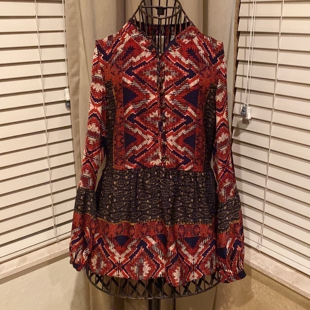 Anthropologie Konrad and Joseph red and black boho print top - Picture 3 of 8